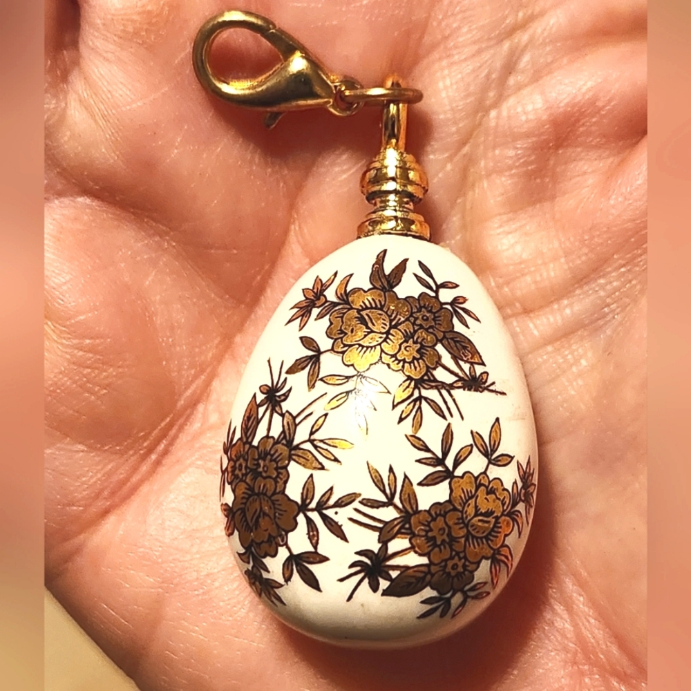 Anthropologie Porcelain Floral Egg Charm